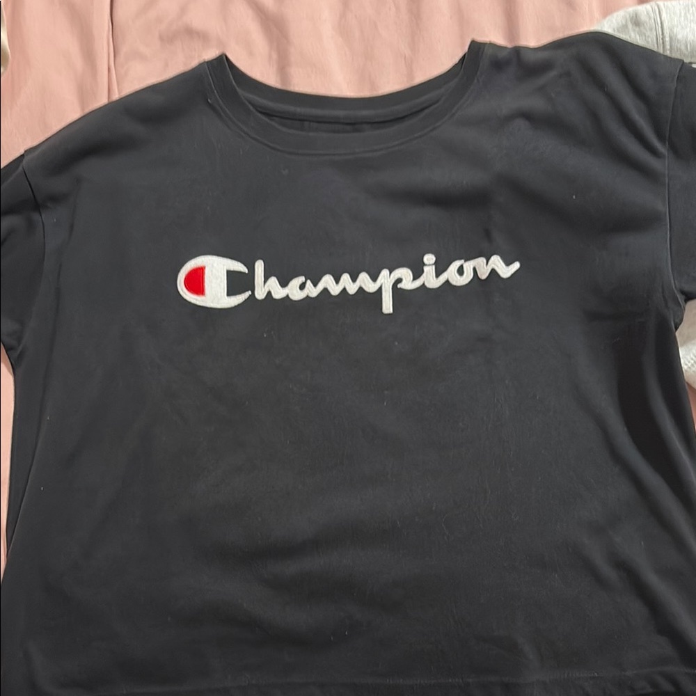 Champion Black T-Shirt Cropped